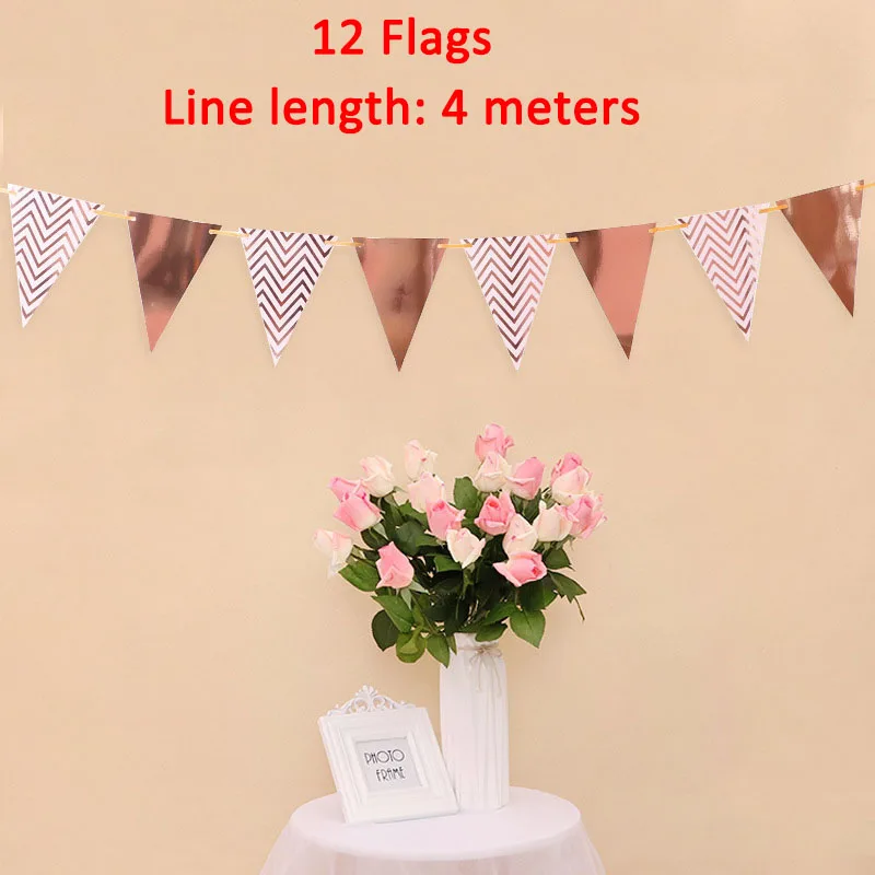 Lincaier Вымпел Баннер с днем рождения украшения Дети Babyshower гирлянда для взрослых розовое золото серебро 12 флагов Nurser поставки