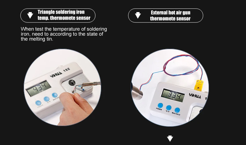 YIHUA 192 температура ЖК-цифровой инструмент паяльник Термометр Тестер горячего воздуха датчик Цельсия Фаренгейт
