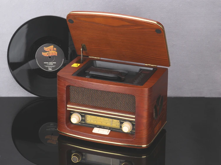 Ретро деревянная коробка CD-плеер с радио/MP3/USB диск/пульт дистанционного управления для украшения домашнего интерьера