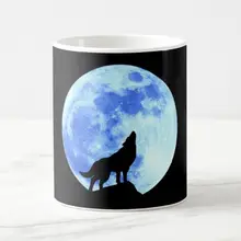 Черный Воющий волк на полной луне кофейная кружка модные волки пивная кружка керамическая кофейная чашка с рисунком диких животных узор подарки для дома 11 унций