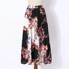 Новинка весны Осенняя женская обувь металлический блеск плиссе печати длинная юбка Для женщин S Повседневное зима Высокая Талия Юбки для женщин эластичные Для женщин Юбки для женщин