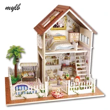 Mylb кукольный дом мебель miniatura diy кукольные домики миниатюрный кукольный домик деревянные игрушки ручной работы для детей подарок на день рождения