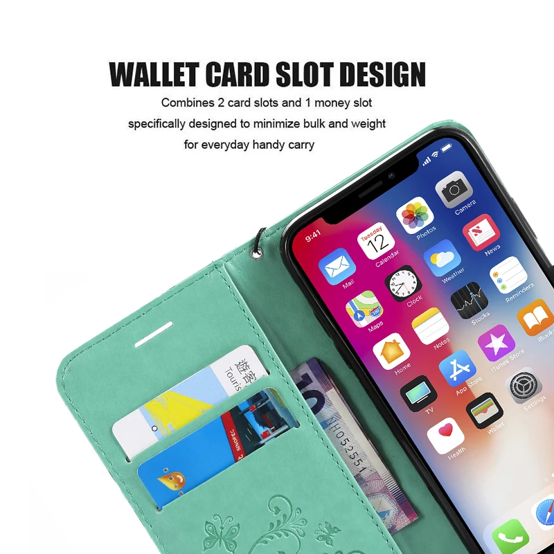 3D Flip Leather Wallet Stand Phone Case For iPhone X 8 7 6 6S Plus 5S SE 5 3D Printed Butterfly Magnetic Phone Cover w Card Slot (4)
