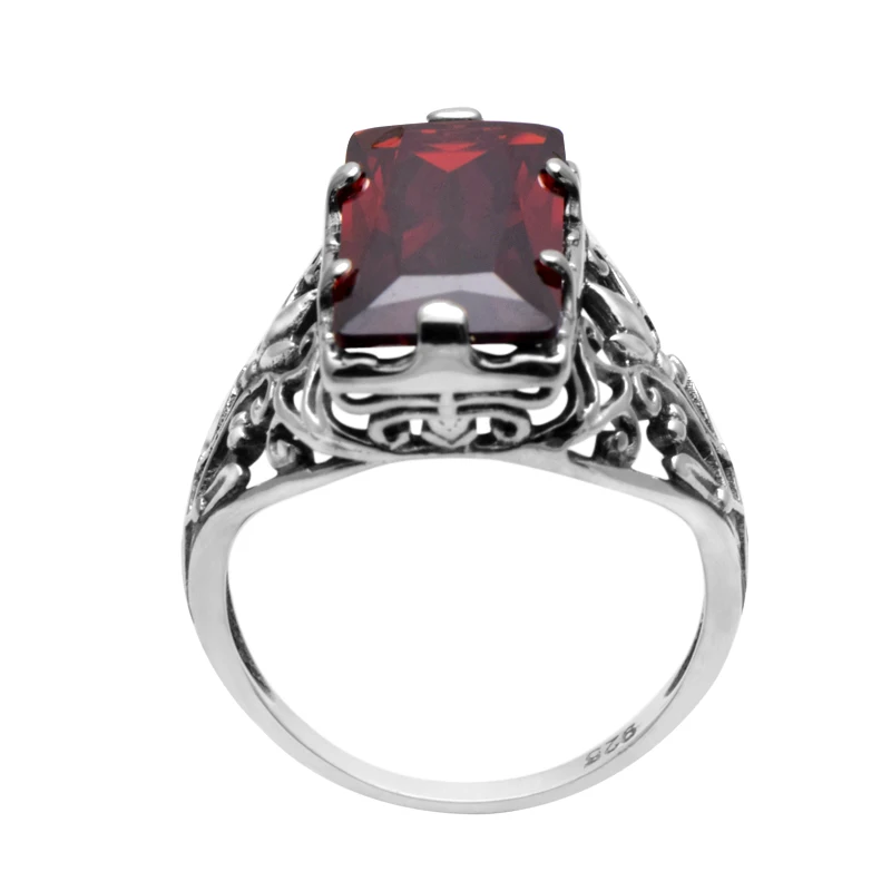 Szjinao Jewelry Victoria Sterling-Silver-Jewelry Garnet 925 Sterling Silver Rings for Women Wedding Rings Free Box