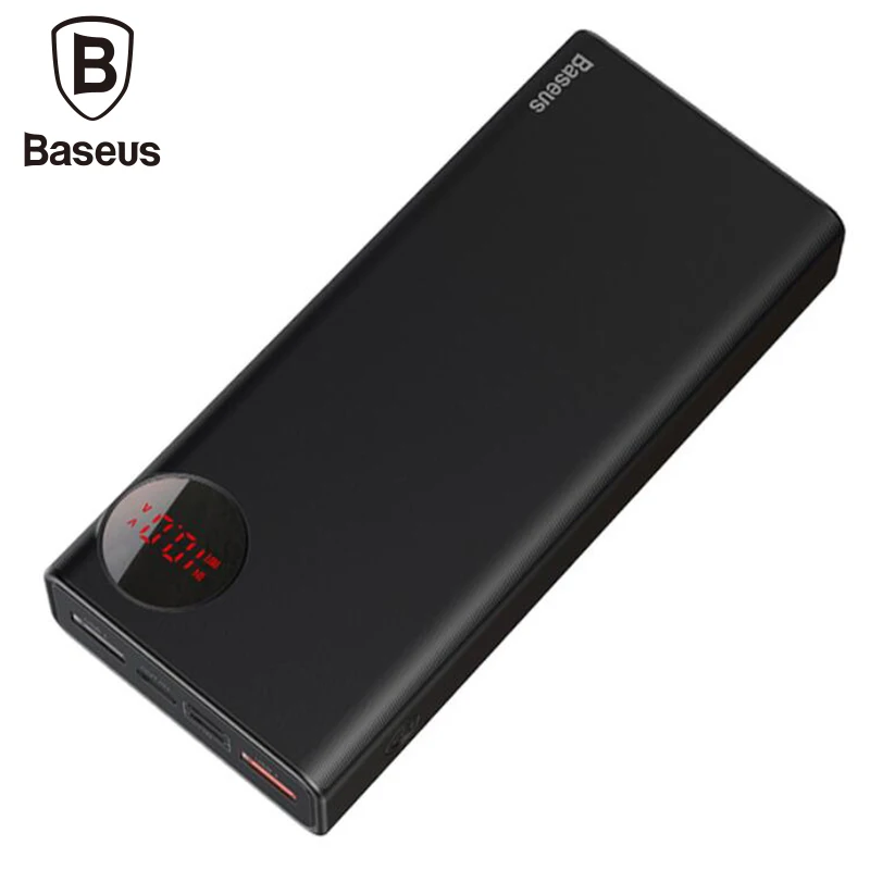 Baseus 20000mAh power bank PD3.0 быстрое зарядное устройство для путешествий для iPhone Xs Max Xr X 8 Plus power Bank для samsung - Color: black