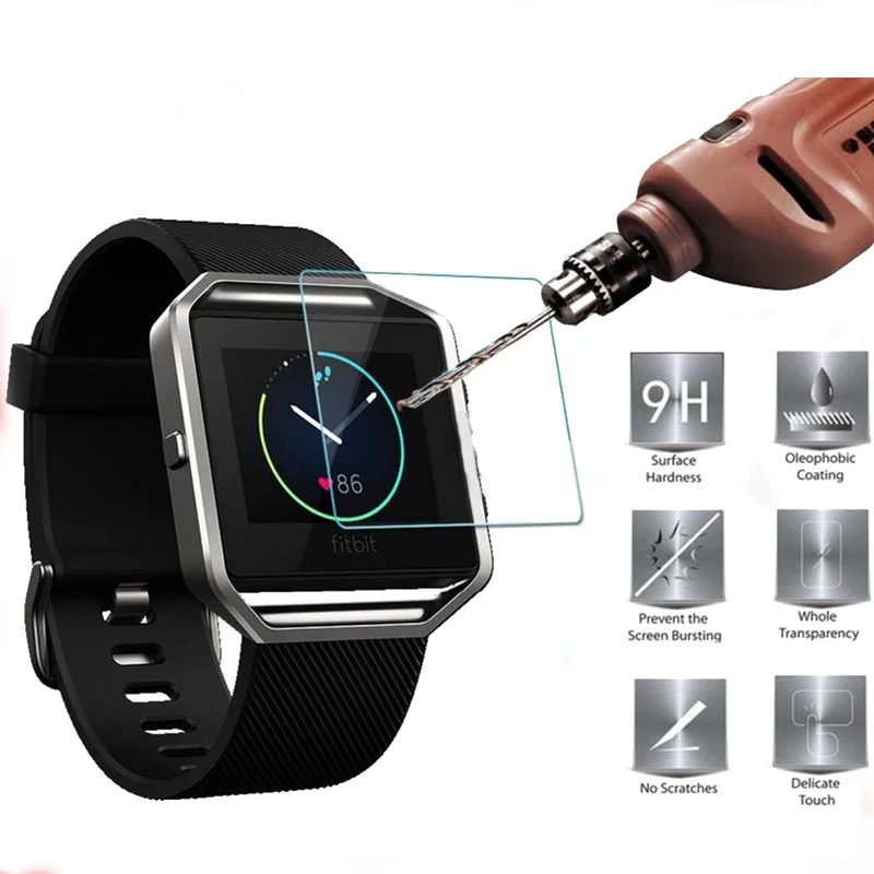 2 Pezzi Hopelf Vetro Temperato Per Fitbit Blaze Glass On Screen Protector Per Fitbit Blaze Vetro Temperato