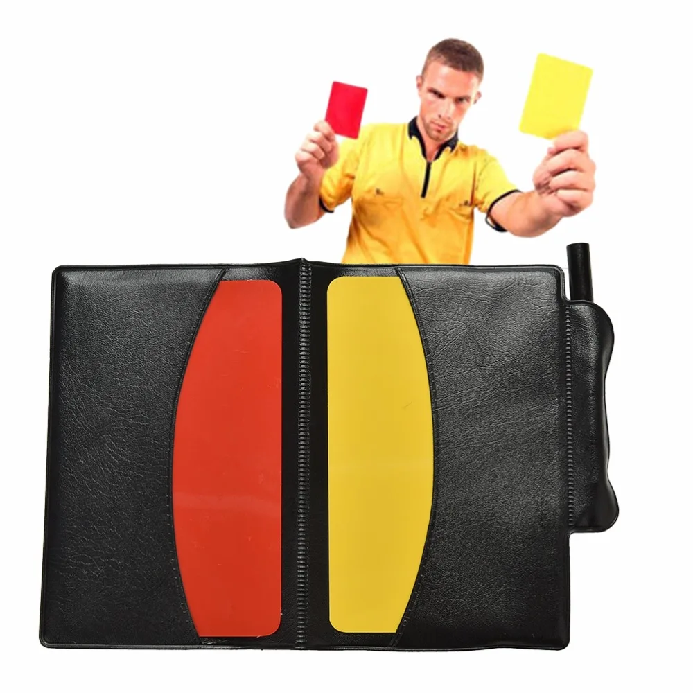 634C NEW Referee Red/Yellow Cards Wallet Pencil Notebook Set useful equipment 
