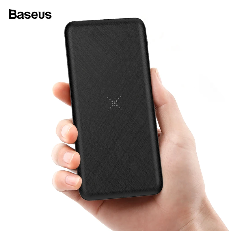Baseus 10000mAh Wireless Charger Power Bank Dual USB Powerbank External Battery Wireless Charging Poverbank For iPhone Samsung
