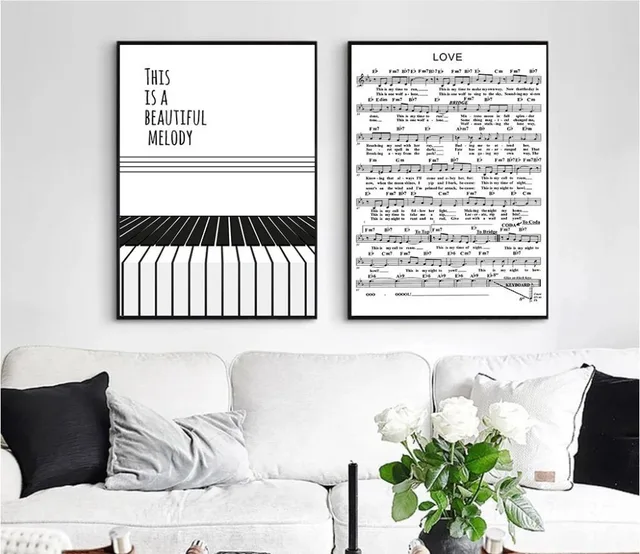 2017 new nordic simple piano letter canvas art print poster wall