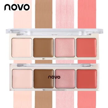 

NOVO Brand Multifunctional 4 Color Make Up Face Smooth Creamy Blush & Lipstick Bronzer Eyeshadow Matte Makeup Palette