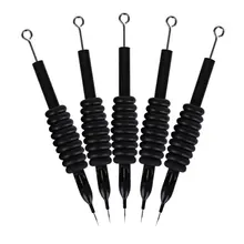 5 шт. противоскользящая черная силиконовая 3/" ручка трубка с наконечником с предварительно стерилизованной Медицинская нержавеющая сталь иглы татуировки