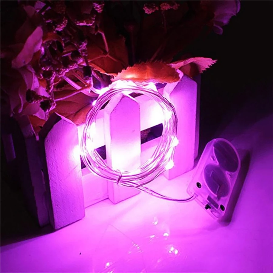 Серебряный Светодиодный светильник-гирлянда 2 м 20 светодиодный s мини декоративный светильник s для Bebroom Цветочная намотка лампа CR2032 кнопка на батарейках