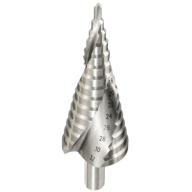 1 шт. 4-32 мм пагода сверло шестигранное винтовое сверло высокоскоростные стальные электроинструменты спиральное Рифленое металлическое стальное ступенчатое сверло - Цвет: Silver