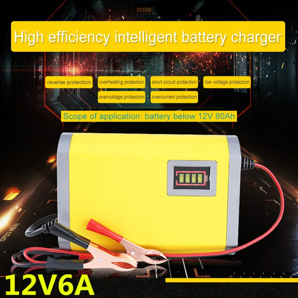 

Auto Motorcycle Battery Charger 12V 6A Storage Lead Acid Battery adapter for Automatic Motorcycle electric Car quick charger