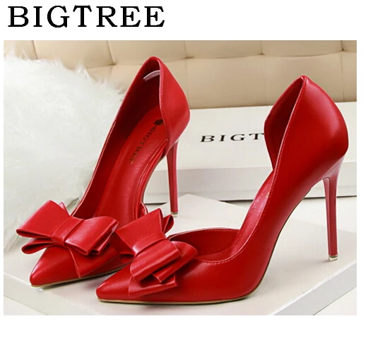 

BIGTREE Pumps Women's Shoes Butterfly-knot Summer 10.5cm Korean Fashion Hollow Simple and Sexy Nightclub With High-heeled Shoes
