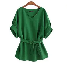European Station Shirts 2017 New Summer Women Casual V Neck Shirt Female Bat Sleeve Loose Top