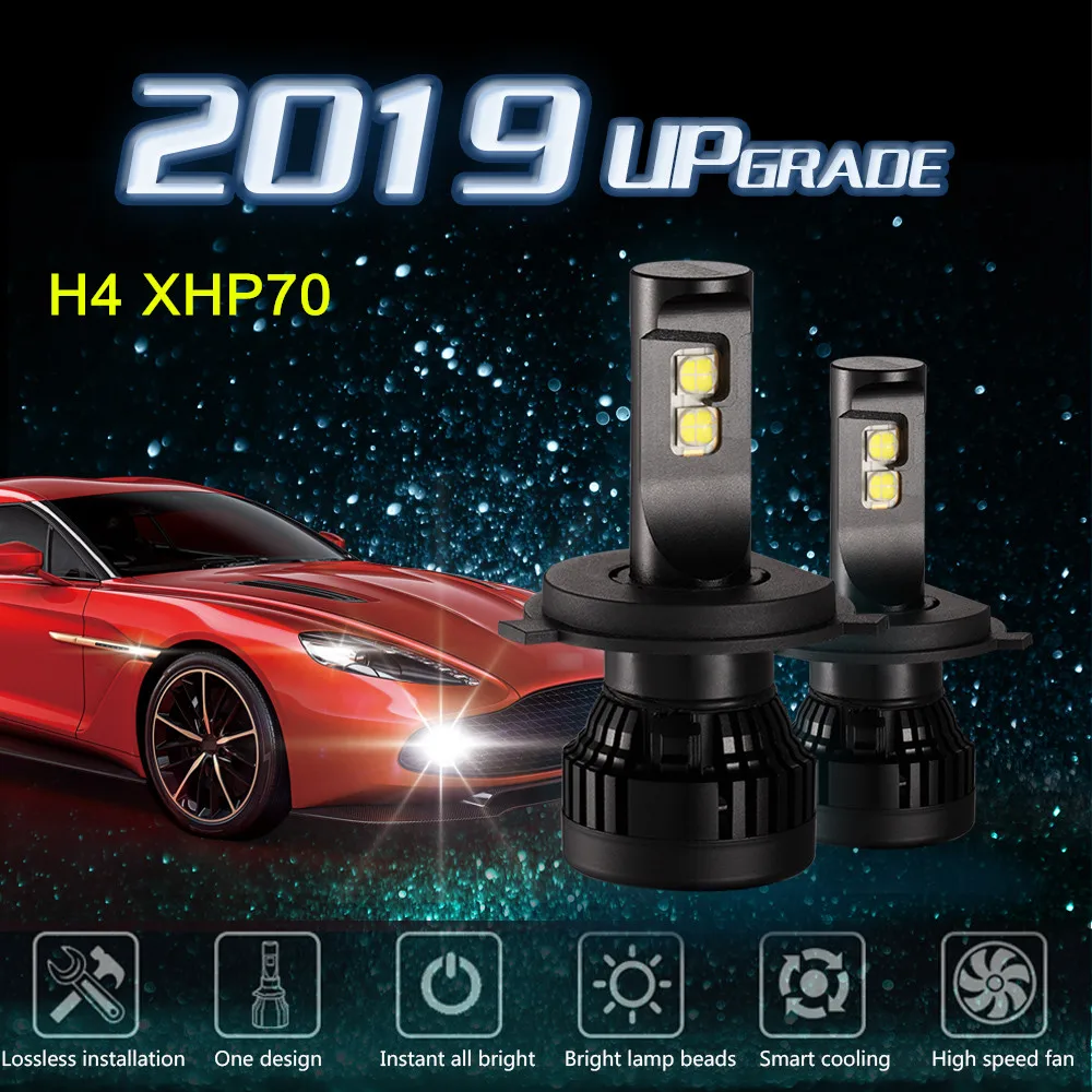 H4(9003) H7 CREE чип XHP70 светодиодный головной светильник лампочки CANBUS Error Free Conversion Kit