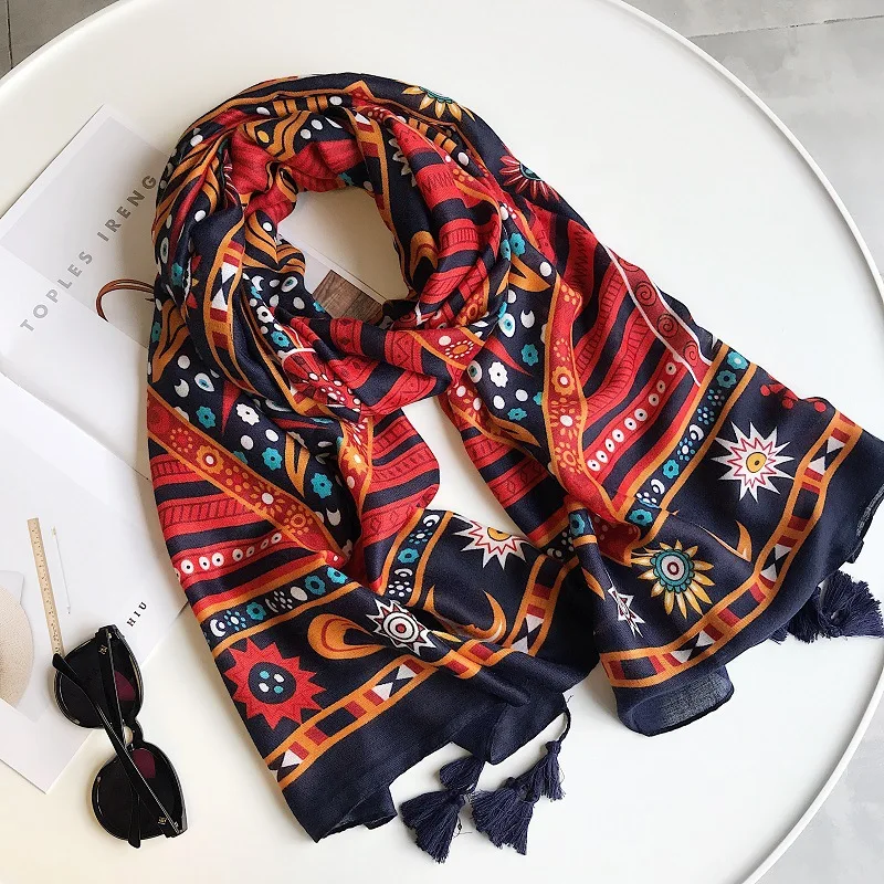 Buy 2018 Newest Women Geometry Pattern Scarf Cotton