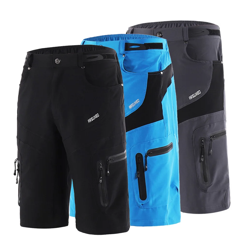 Arsuxeo Cycling Shorts Men Downhill MTB Bike Clothing Sportswear Color Blue 