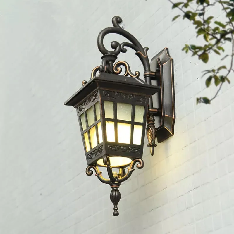 HAWBOIRRY LED European outdoor retro small craft aluminum waterproof rust wall lamp community villa balcony corridor lights american ceramic jewelry storage box european retro decorative jar french rectangular snack storage box craft ornaments