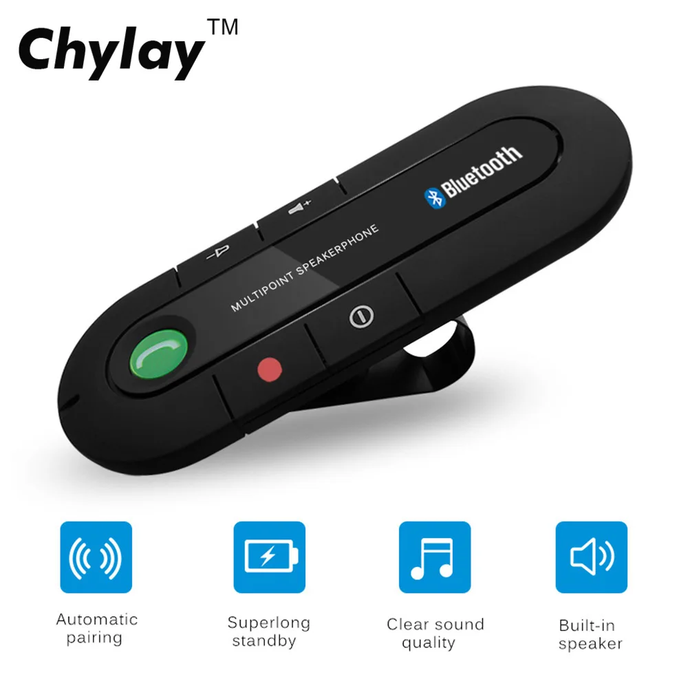 

Bluetooth Handsfree Car Kit Sun Visor Clip Bluetooth Speaker Phone Call MP3 Music Player Audio Receiver with Car Charger