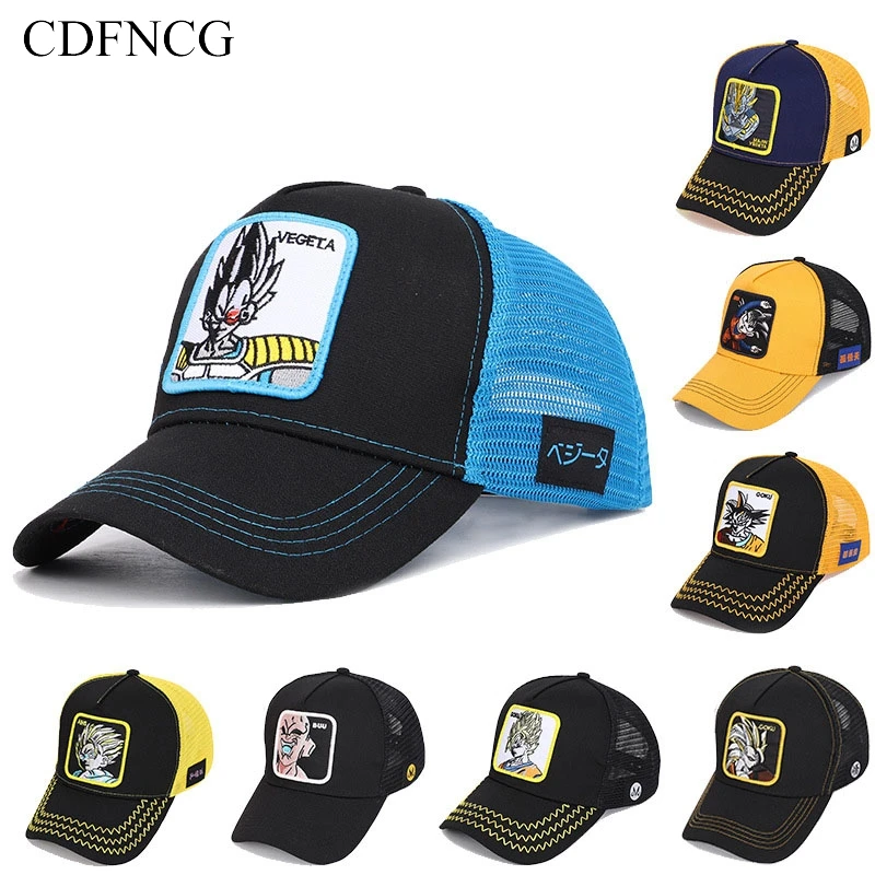 

CDF 2019 Summer Snapback Pop Anime Cartoon Baseball Cap Embroidery DRAGON BALL Goku Sun Dad Hat for Men Women Cotton Streetwear