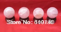 

00471 4pcs nature rose crystal quartz sphere ball reiki + stand