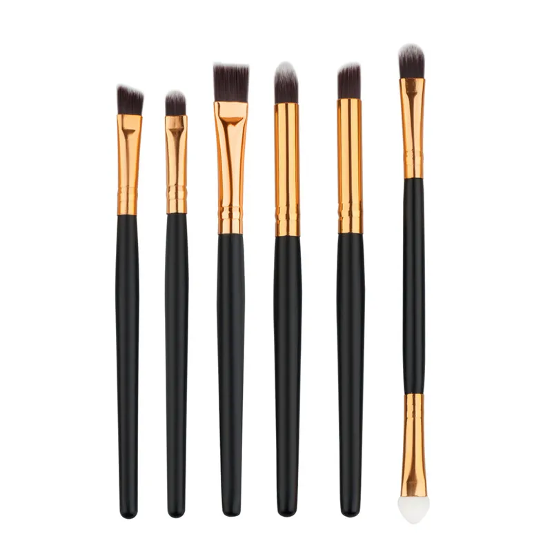

Black 6pc Makeup Brushes Set Eye Shadow Brush Eyeliner Eyeshadow Lipstick Smudge