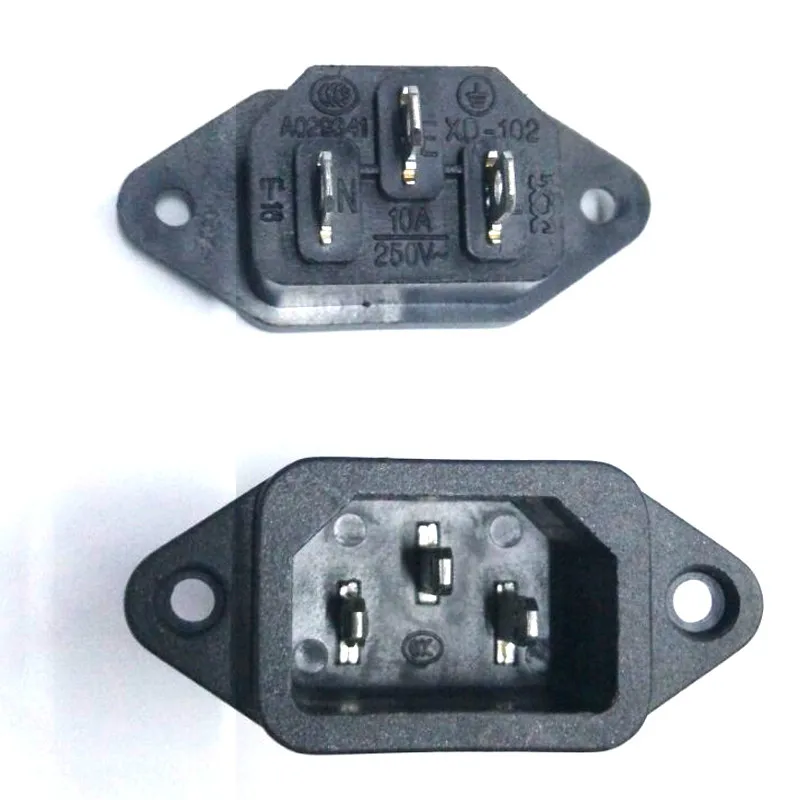 3 Pcs 3P IEC 320 C14 Male Plug Panel Power Inlet Sockets Connectors AC 250V 10A
