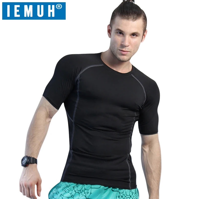 Летние футболки Quick Dry Slim Fit мужские сжатия рубашка топы Бодибилдинг Фитнес О
