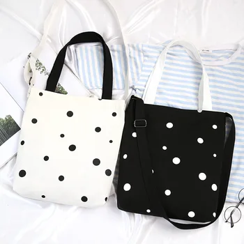 

Fashion Simple Polka Dot Cute Women Canvas Handbags Messenger Bags 2019 New Female Students School Bags Shoulder Bags