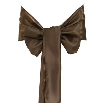 

25pcs 15x275cm Elegant Soft Satin Bowknot Chair Cover Sashes Bows Ribbons for Wedding Banquet Party Decoration (Chocolate)