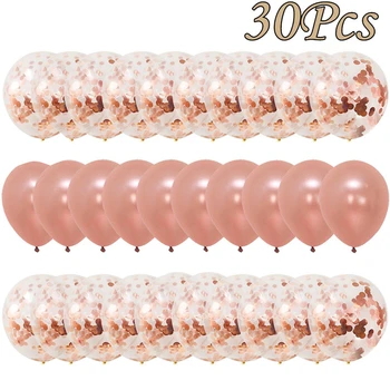 

30pcs Mix Rose Gold Confetti Latex Balloons Pink 12 Inches Party Balloons for Baby Shower Bridal Shower Wedding Decorations JJ20