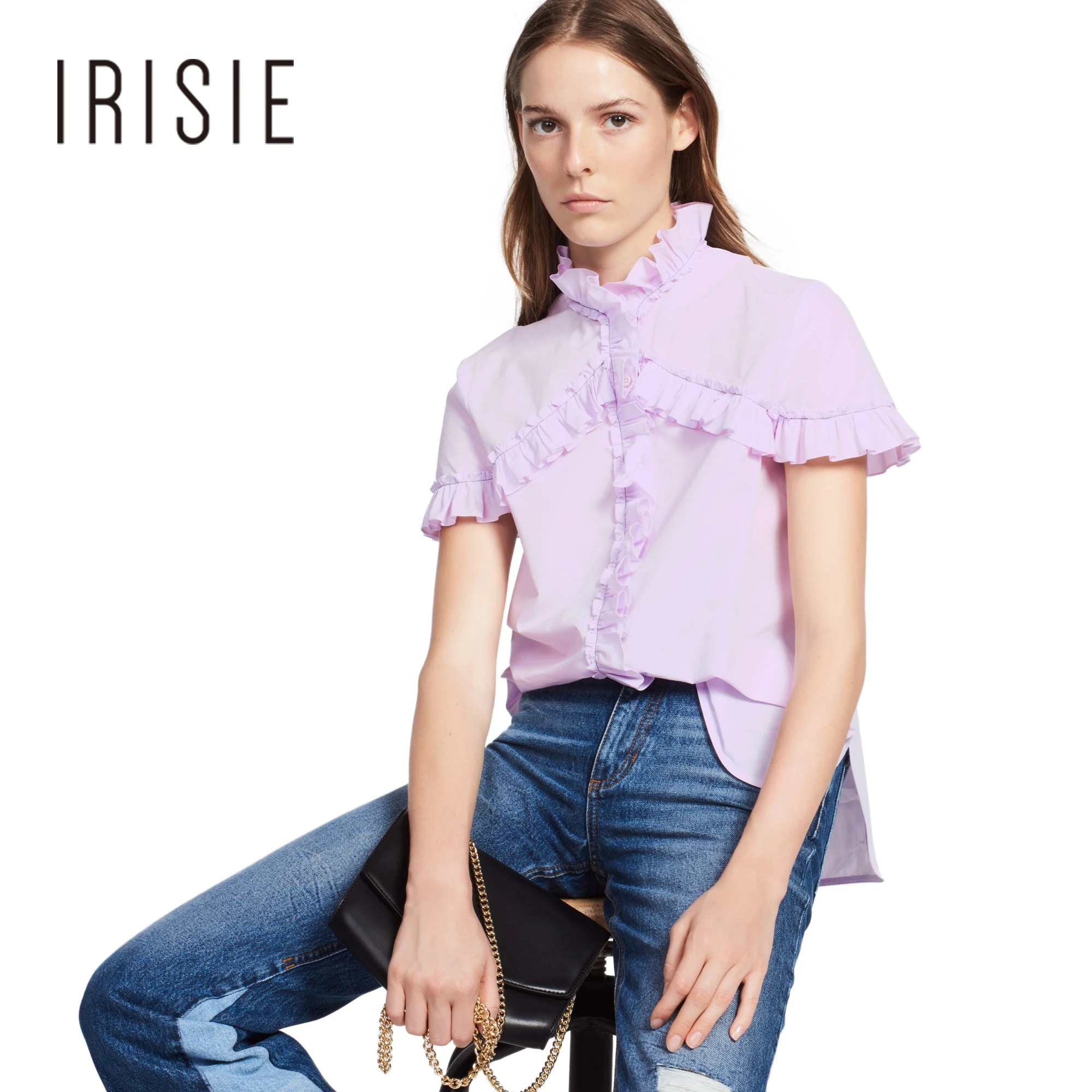 IRISIE Solid Light Purple Shirt Women ...