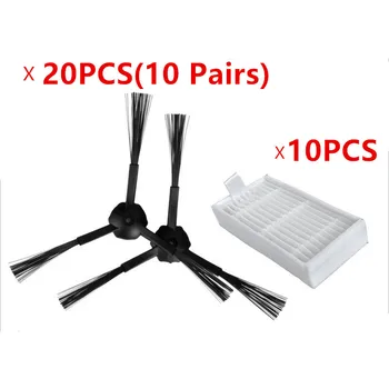 

30 pcs/lot 20 side brush(10 pair) &10 HEPA filters for ecovacs CR120 X500 X600 panda X500 filter Promaster Robot