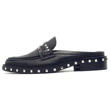 2018SS Спайк заклепки ленивые балетки на плоской подошве коровья кожа с натуральным лицевым покрытием мужские лоферы весенние оксфорды большой размер евро 45
