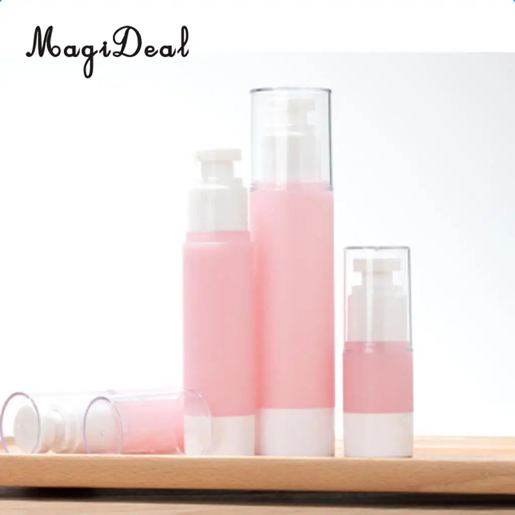 Sterile Airless Bottle Frosted Pink Vacuum Pump Bottle Lotion Sunscreen Serum Container Travel Refillable Bottles 15/30/50/100ML