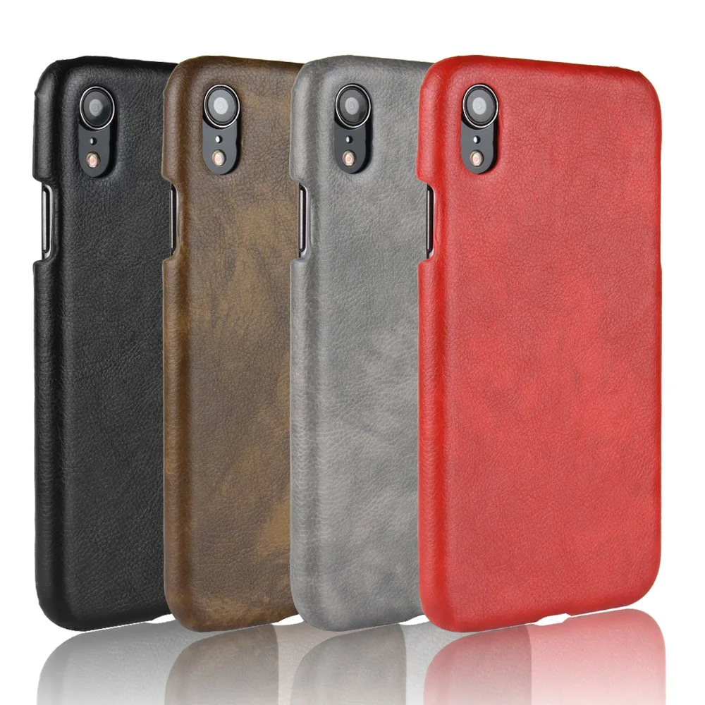 Lichee Pattern Mobile Phone Case For iPhone XR Luxury PU Leather Hard Plastic Back Cover Fundas |