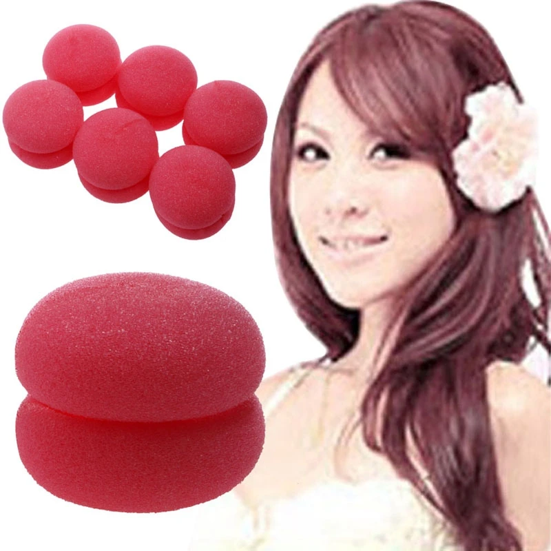 6pcs Balls Hair Rollers Curlers Bun Round DIY Soft Foam Sponge Toolsin