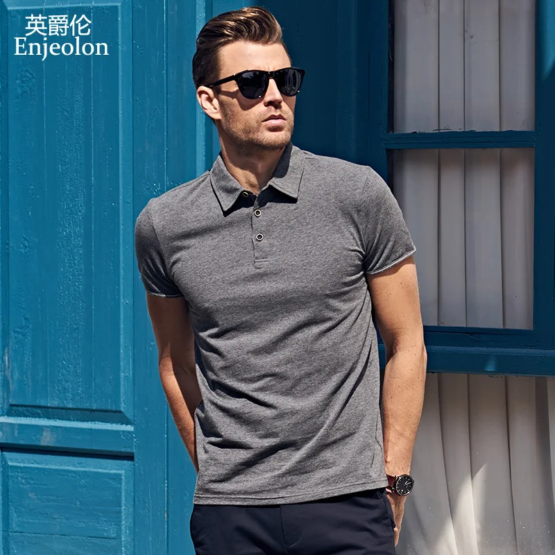 Enjeolon summer male polo shirt men solid polo shirts for men polo shirts male cotton polo short sleeve...