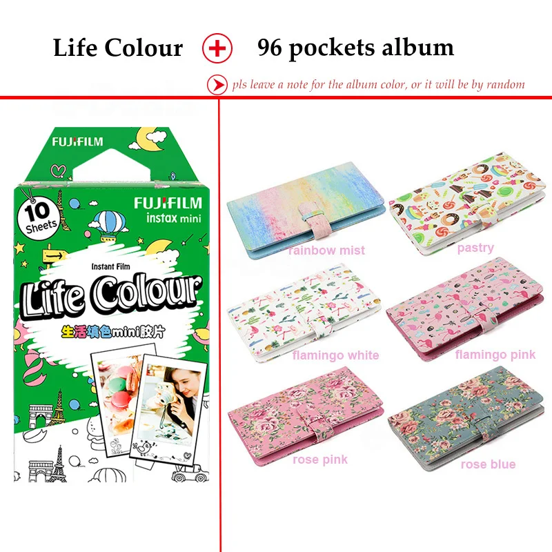 Fujifilm Instax Mini Фильм жизнь Цвет 10 листов для 9 8 7 s 70 90 25 мгновенных Polariod Камера принтер