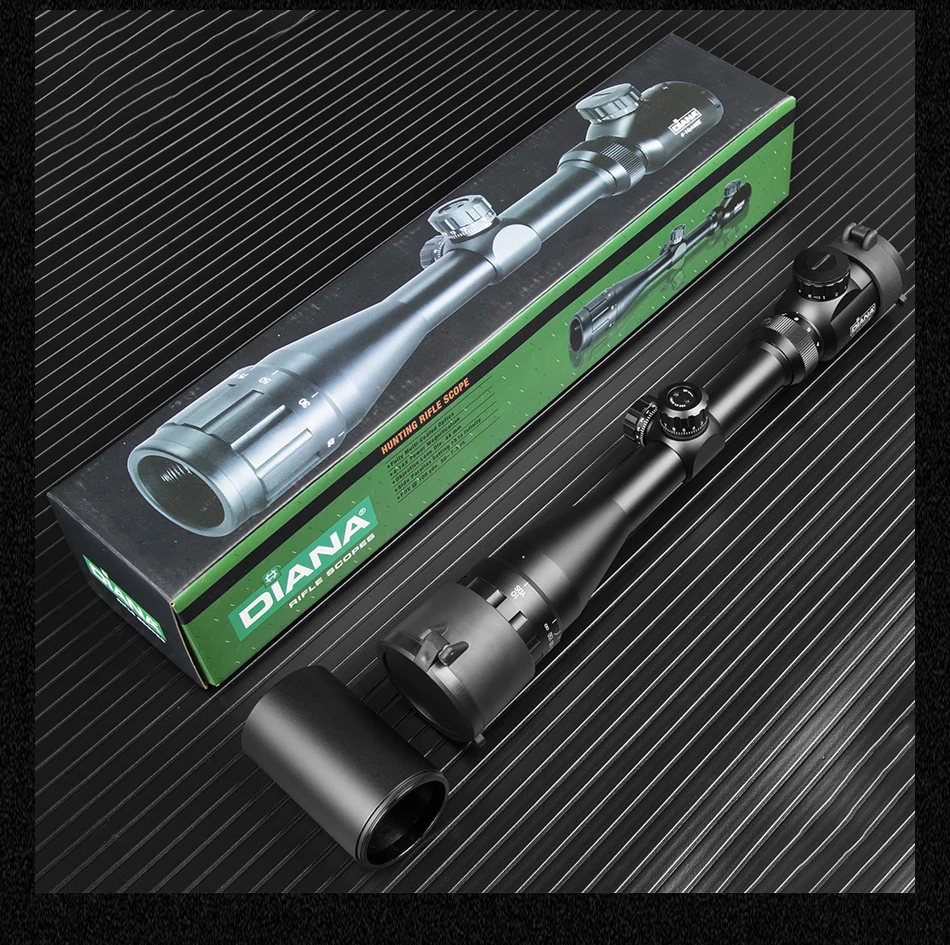 Scope para Atirador Armas de ar Diana Escopo Tático Óptica Cruz Vista Verde Vermelho Iluminado Riflescope Caça Rifle Comprimido 4-14x44 19 para Atirador Armas de Ar Comprimido