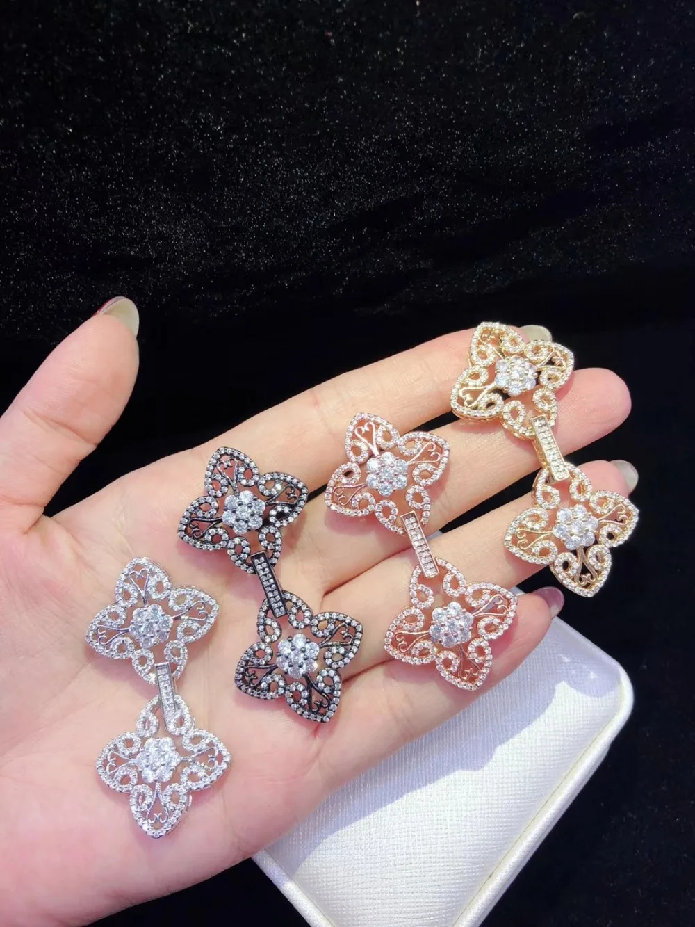 

Y214 High Quality Golden plated Paved CZ Necklace Pendant Clasp Cubic Zirconia Jewelry Connector DIY Jewellery Making