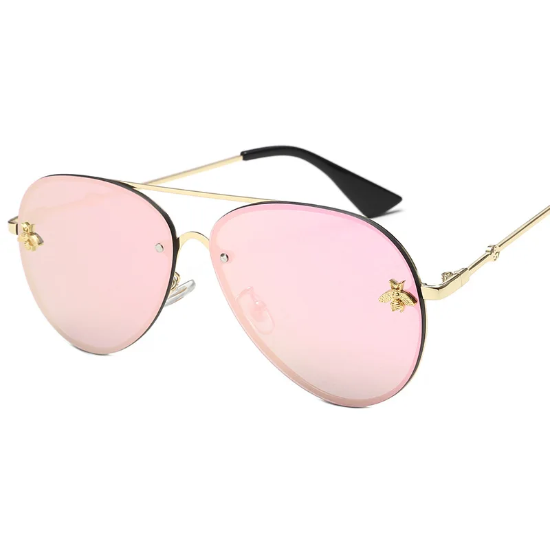 Vintage Pilot Metal Frame Bee Women Sunglasses Fashion UV400 Polarized Eyewear Designer Sun