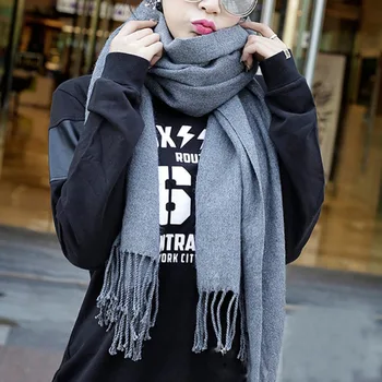 

New Arrival Female Tassel Cashmere Women Scarf Cashmere Cape Plain Winter Warm Shawls Unisex Luxury Brand Pashmina Soft Scarves