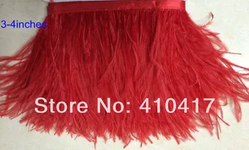 

10yards 8-10cm Red Color Ostrich Feathers Ribbon Fringe Trim Feathers Wholesale