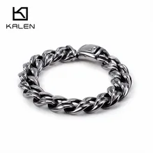 Kalen панк 21,5 см звено цепи браслеты для мужчин из нержавеющей стали 16 мм массивный тяжелый Кубинский цепи связывающие браслет ювелирные изделия