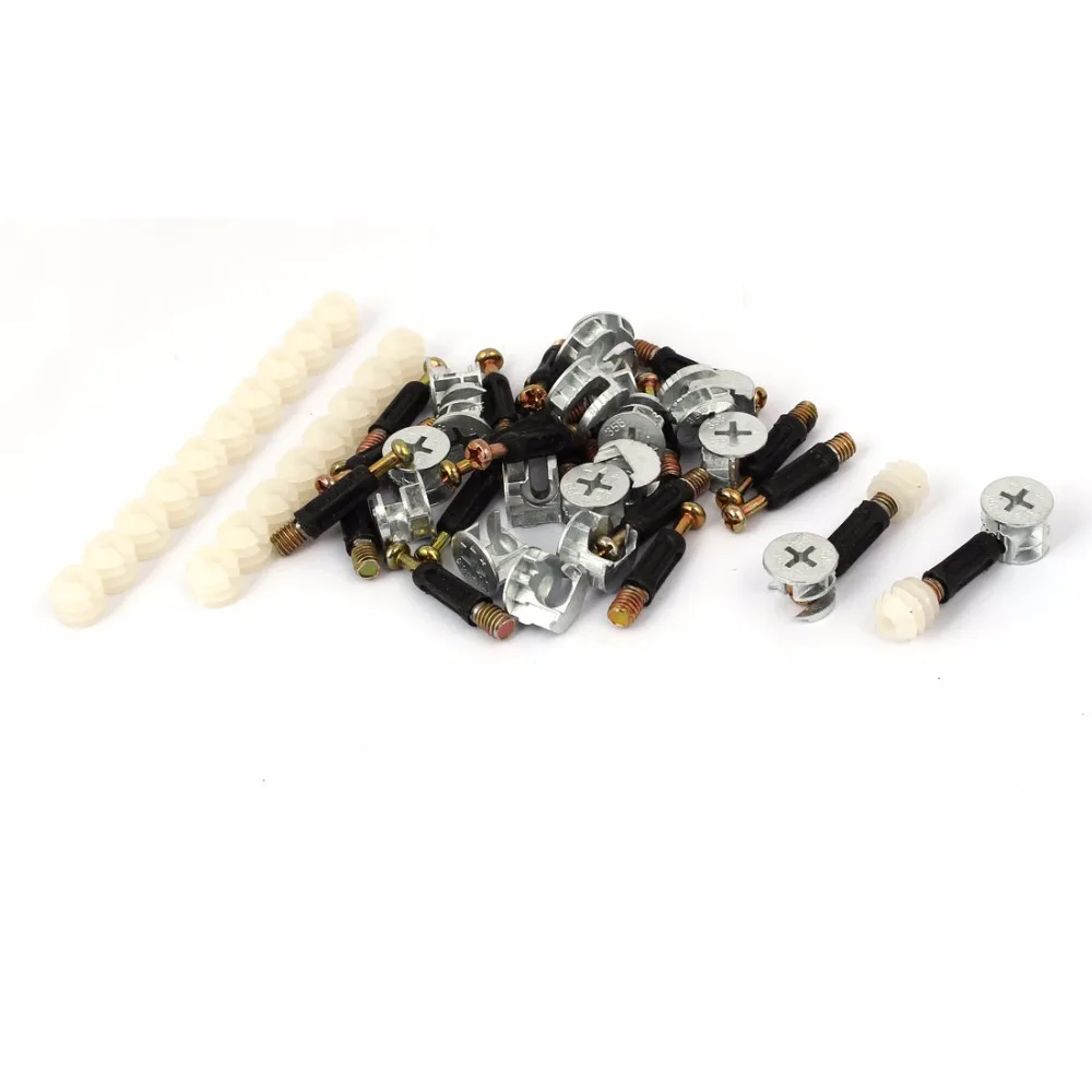 Uxcell Hot Sale 20 Sets M6x35mm Furniture Cabinet Fixing Screw Locking Cam Dowel Nut Fitting Metal, Plastic High Quality