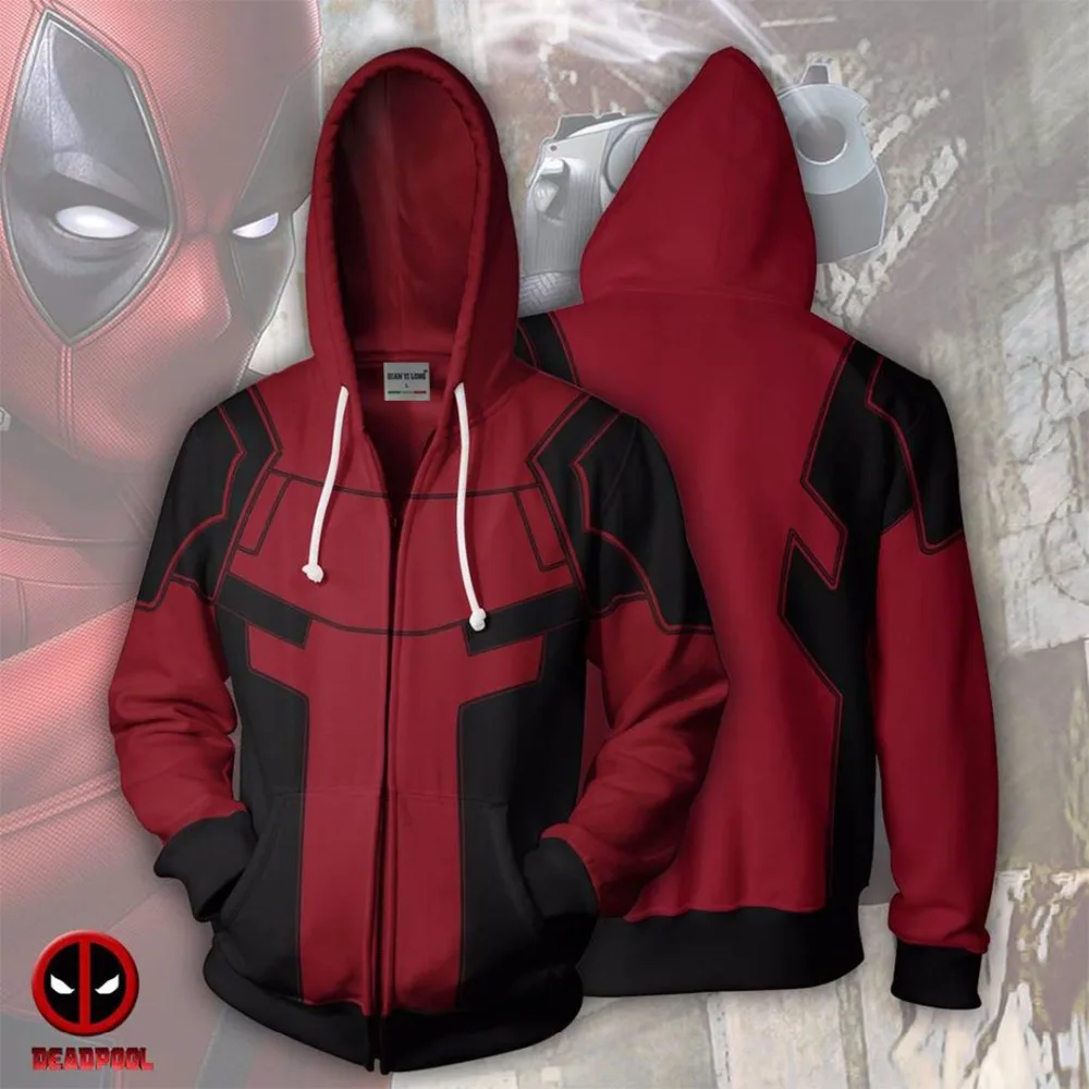 2019 جديد هوديس بلوزات معطف هوديس زي الفيلق الملابس Deadpool زمم هوديي 3D سحاب مطبوع هوديس قمم