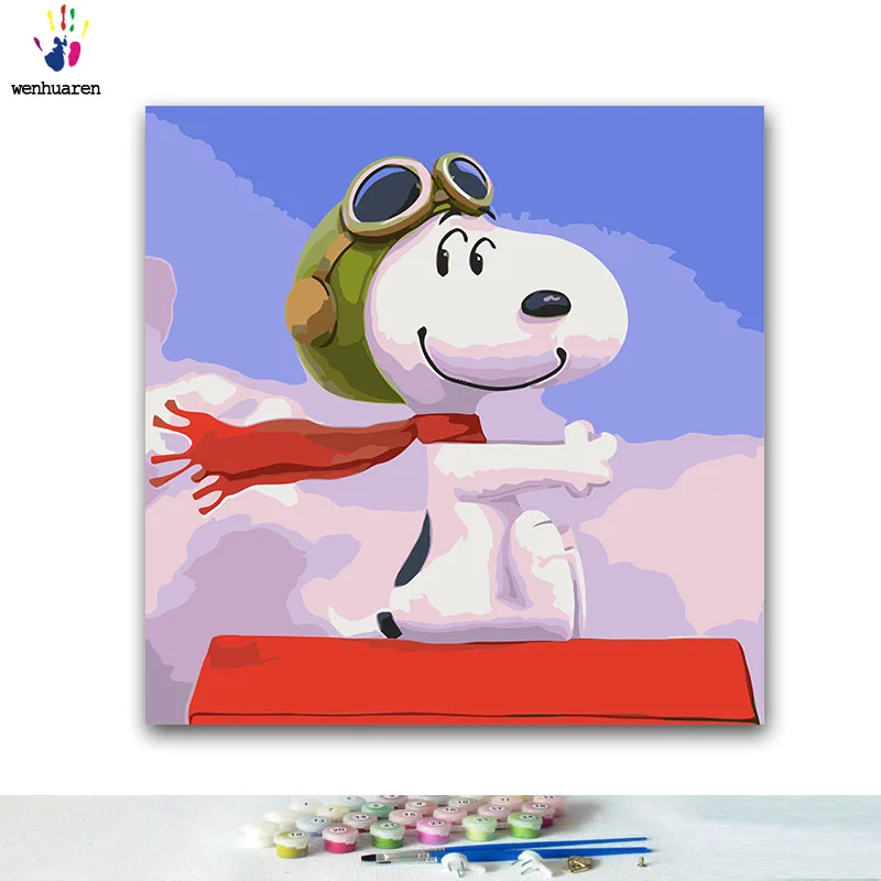 DIY Раскрашивание картины по номерам с цветами кошка собака иллюстрация Картина Рисунок Живопись по номерам оформлена дома - Цвет: 6030